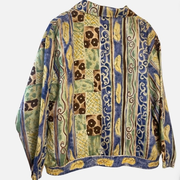 NWOT VTG 80s 90s 100% Silk Windbreaker Bomber Track Jacket Full Zip Women's M - Picture 2 of 7